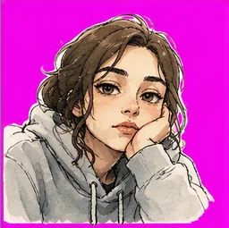 The same portrait as a hand-drawn illustration