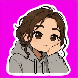 The same portrait as a rounded cartoon sticker